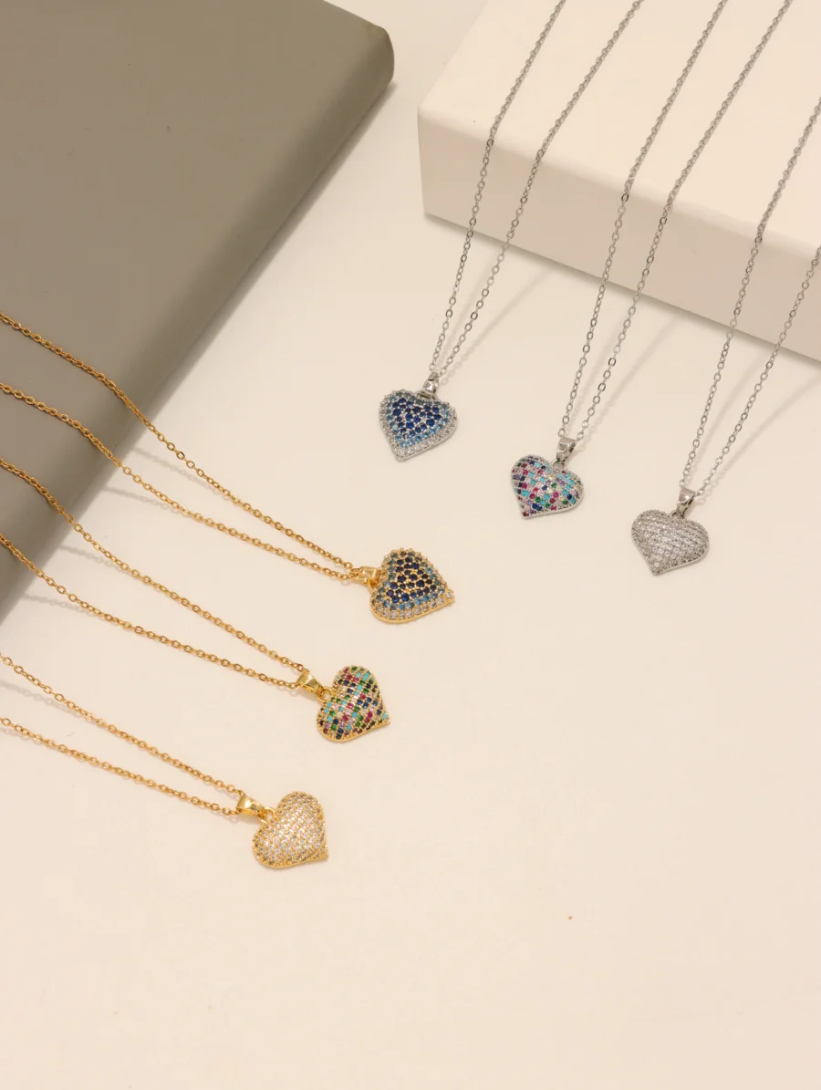 Pavé Heart Pendant Necklace - Image 8