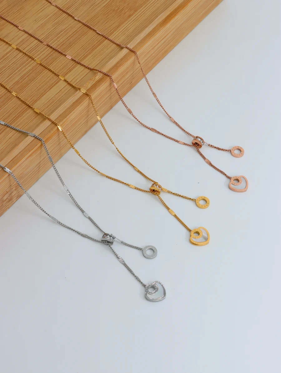 Modern Minimalist Circle Pendant Necklace Set - Image 2