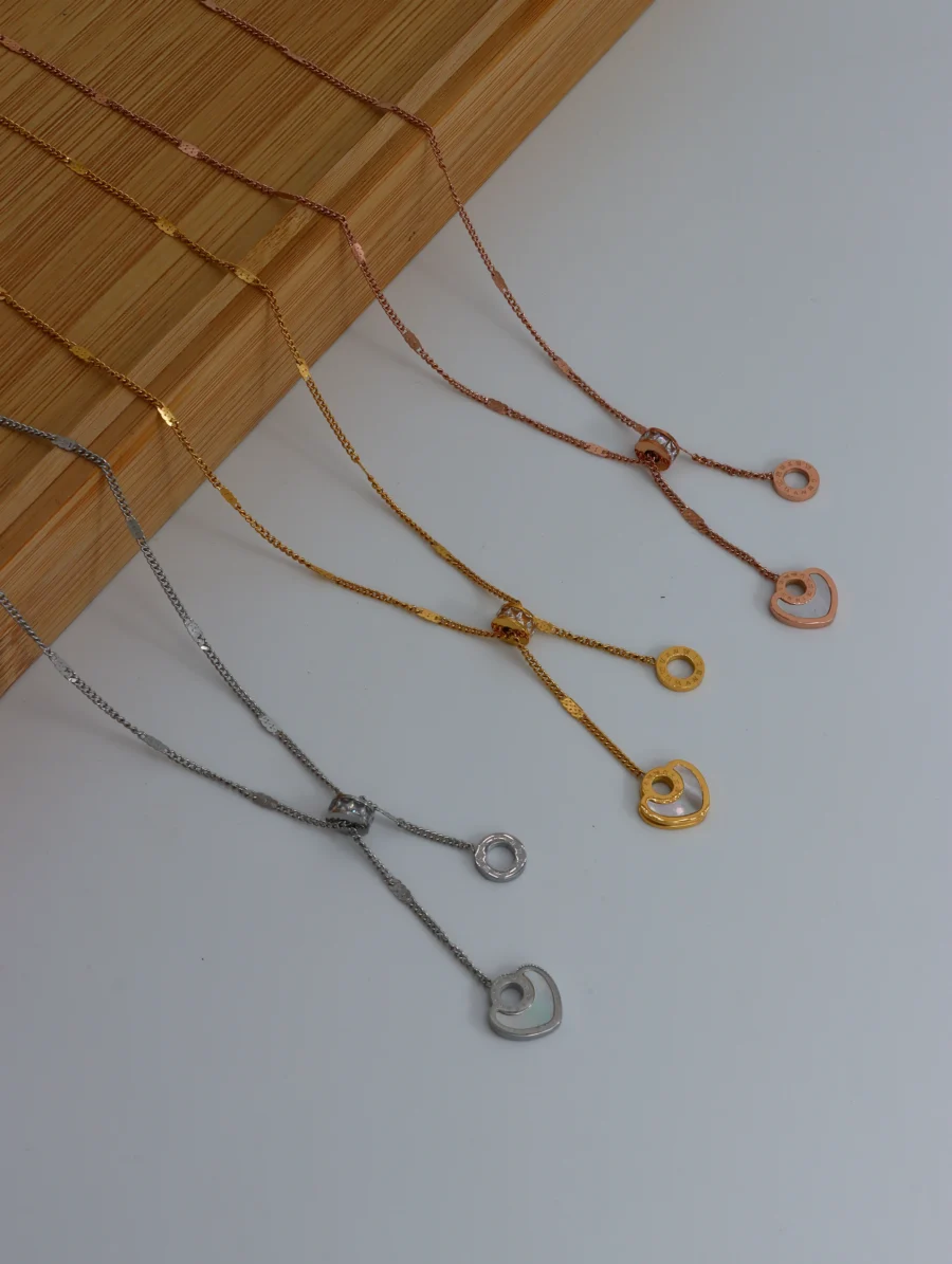 Modern Minimalist Circle Pendant Necklace Set - Image 4
