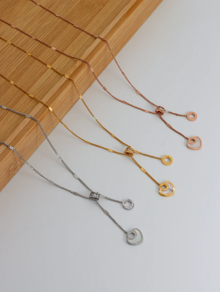 Modern Minimalist Circle Pendant Necklace Set - Image 5
