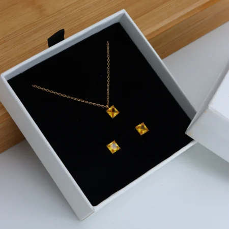 Princess Cut Citrine Jewelry Gift Set