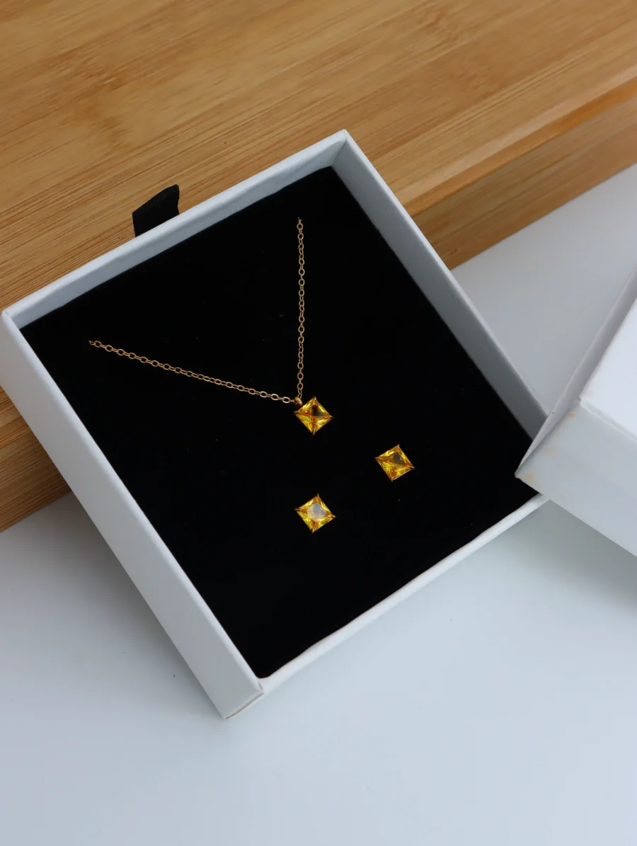 Princess Cut Citrine Jewelry Gift Set