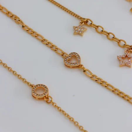 Pave Charm Golden Bracelet Collection