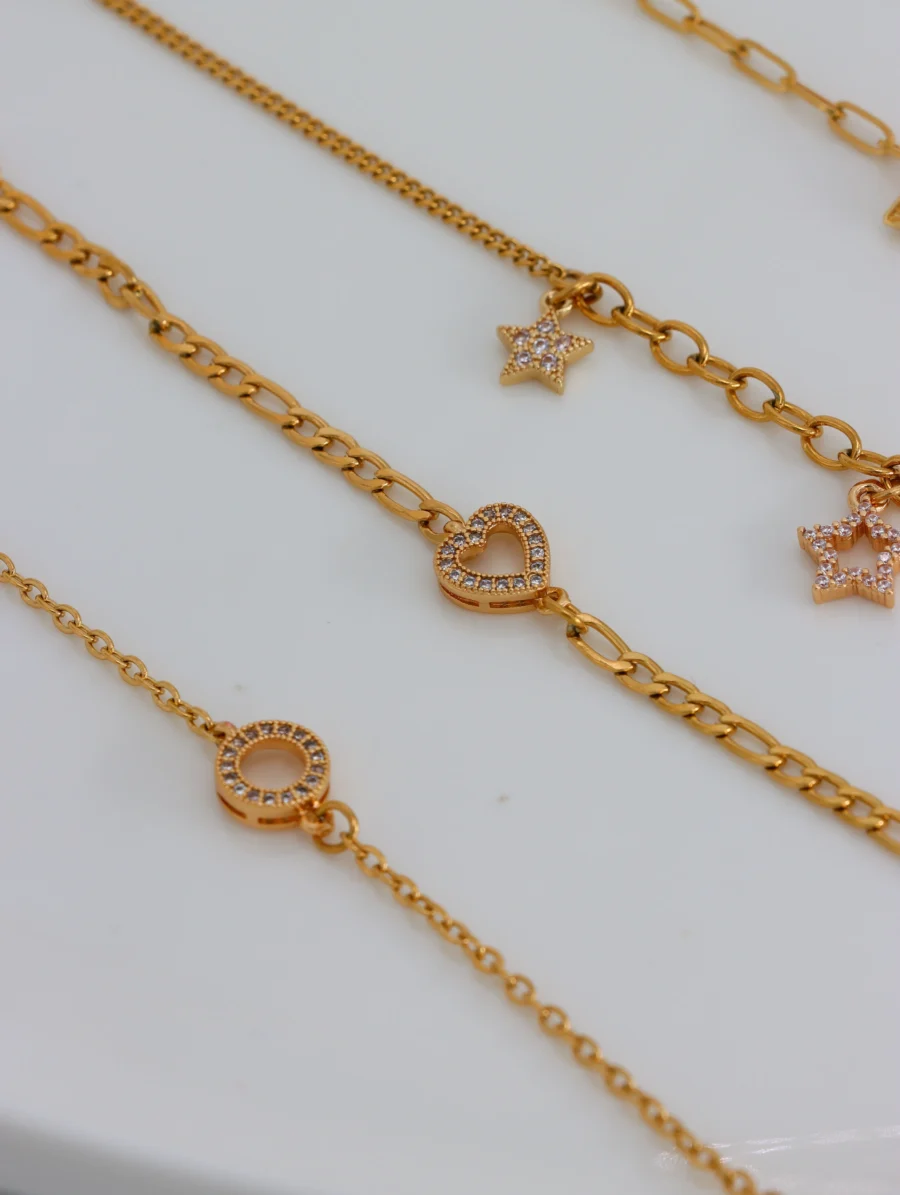 Pave Charm Golden Bracelet Collection