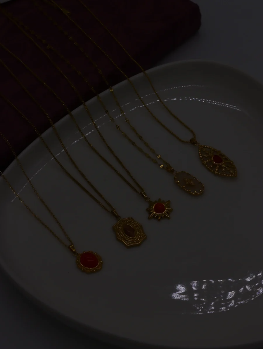 Golden Elegance Gemstone Pendant Necklaces - Image 3
