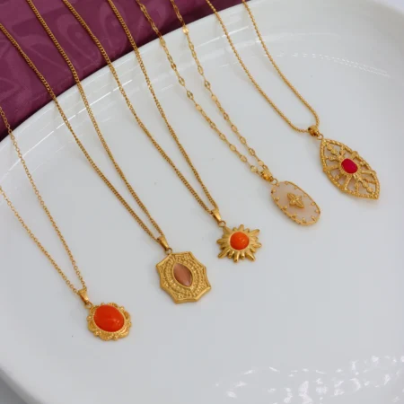 Golden Elegance Gemstone Pendant Necklaces