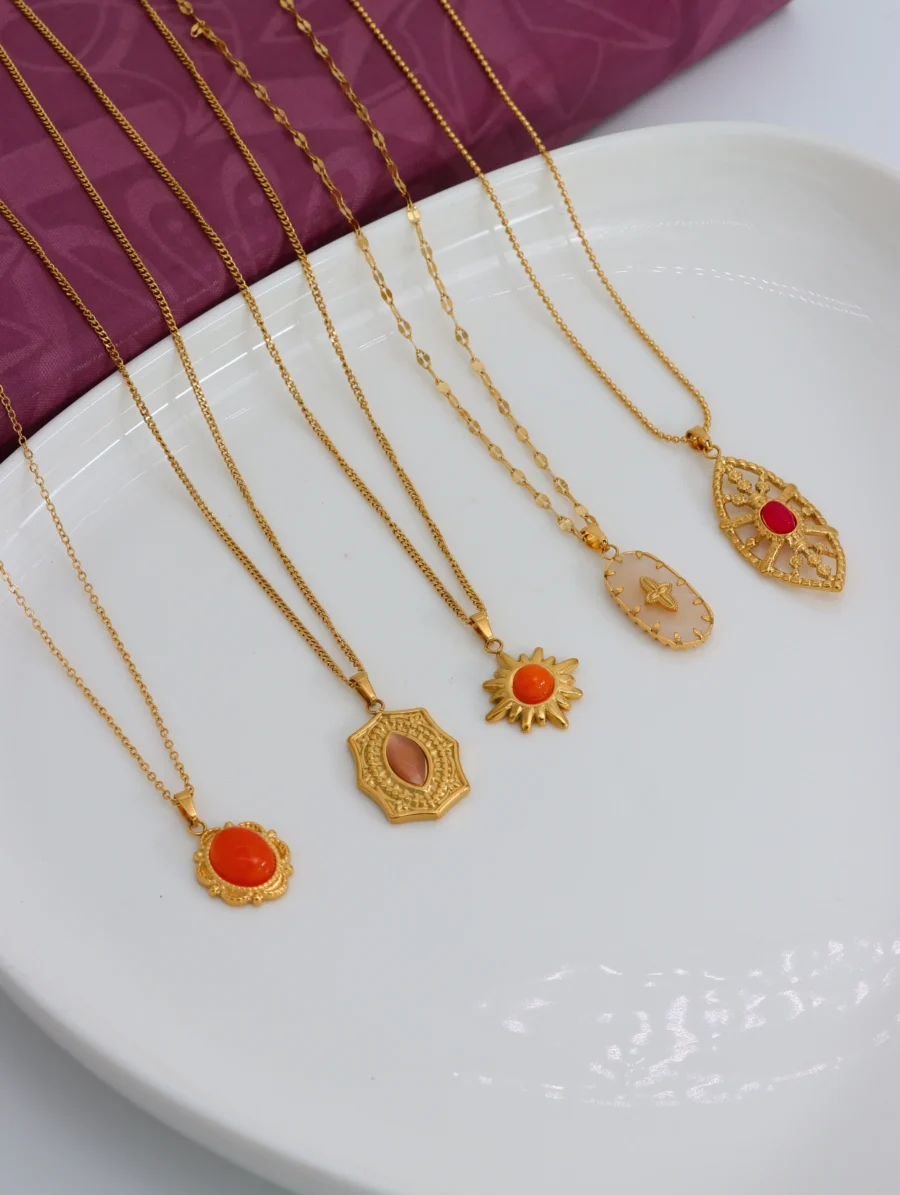 Golden Elegance Gemstone Pendant Necklaces