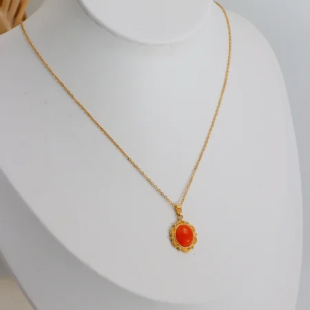 Red Marble Pendant Necklace
